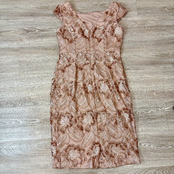 Alex Evenings Women's Midi Cap Sleeve Dress Sequin Rose Pink sz 4 - Picture 6 of 15